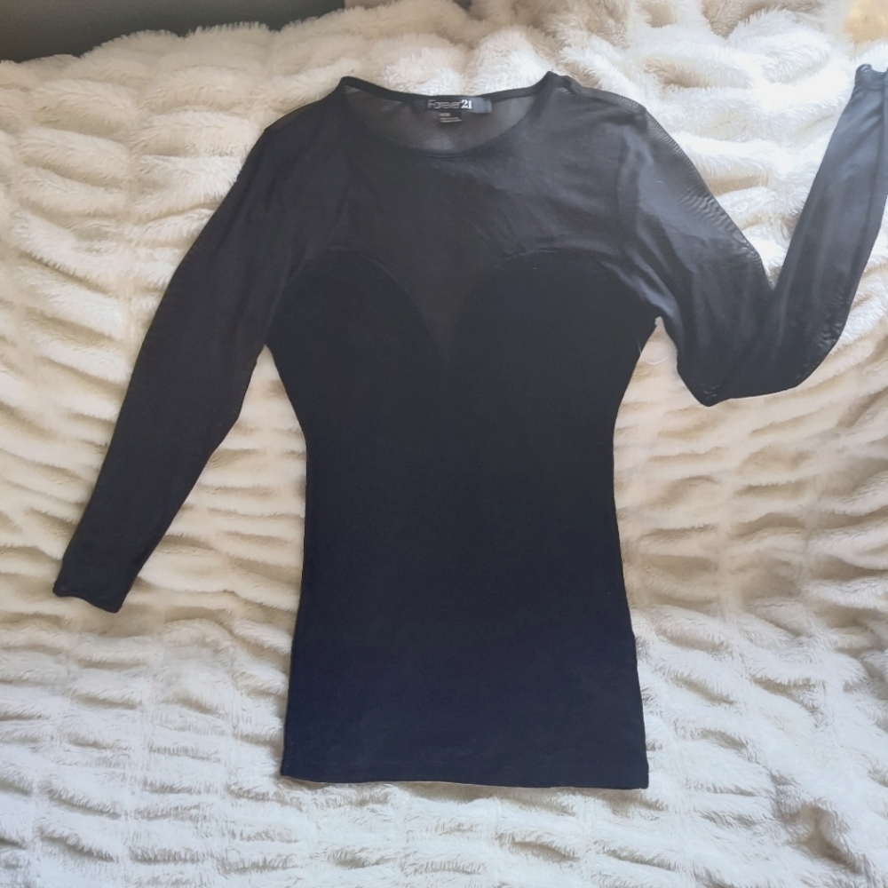 NWOT Forever 21 Velour & Sheer Dress - Picture 1 of 7